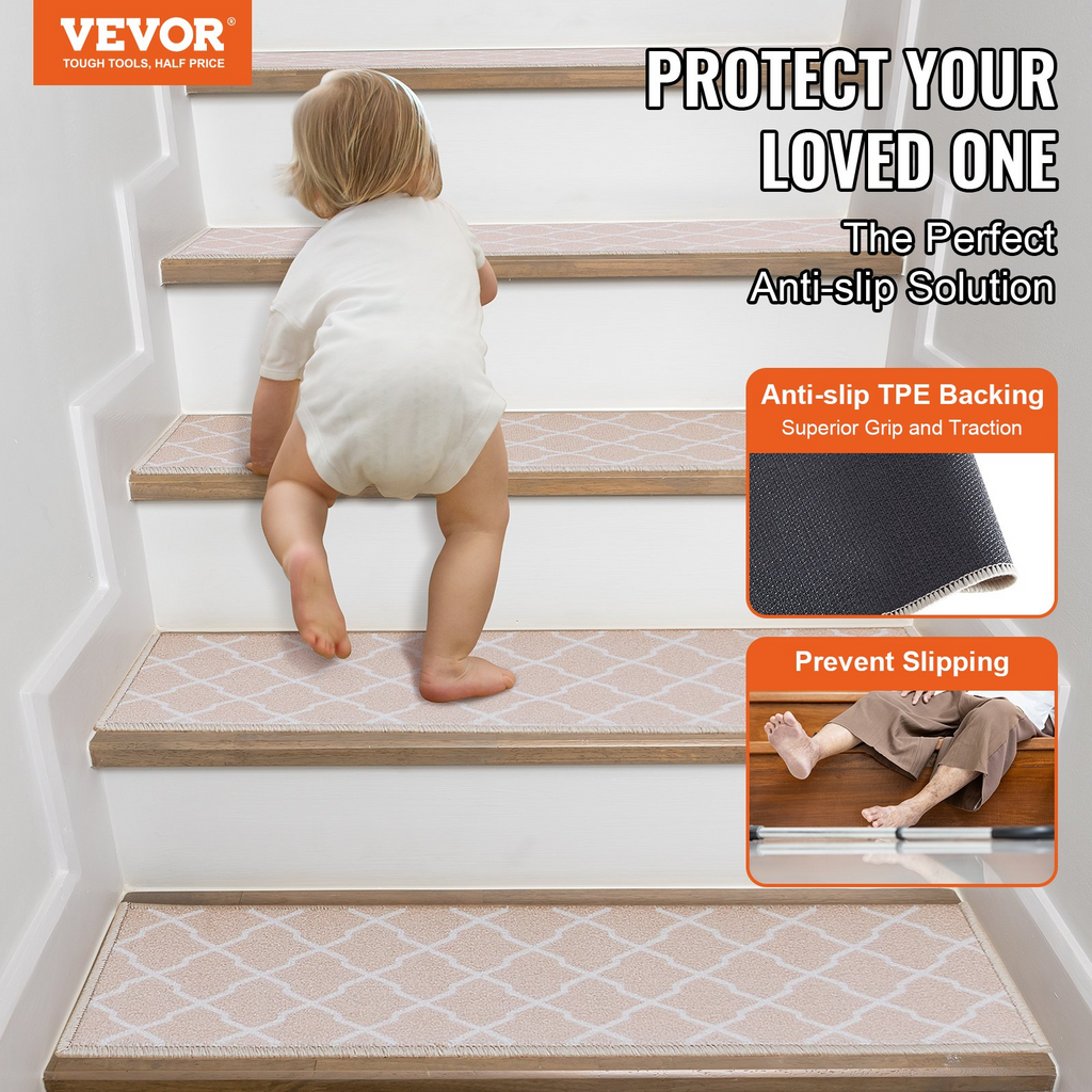 VEVOR - Alfombra antideslizante para escaleras de 23 x 71 cm para interiores