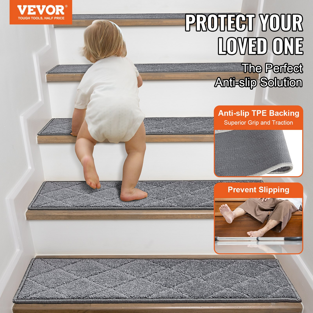 VEVOR - Alfombra antideslizante para escaleras de 23 x 71 cm para interiores