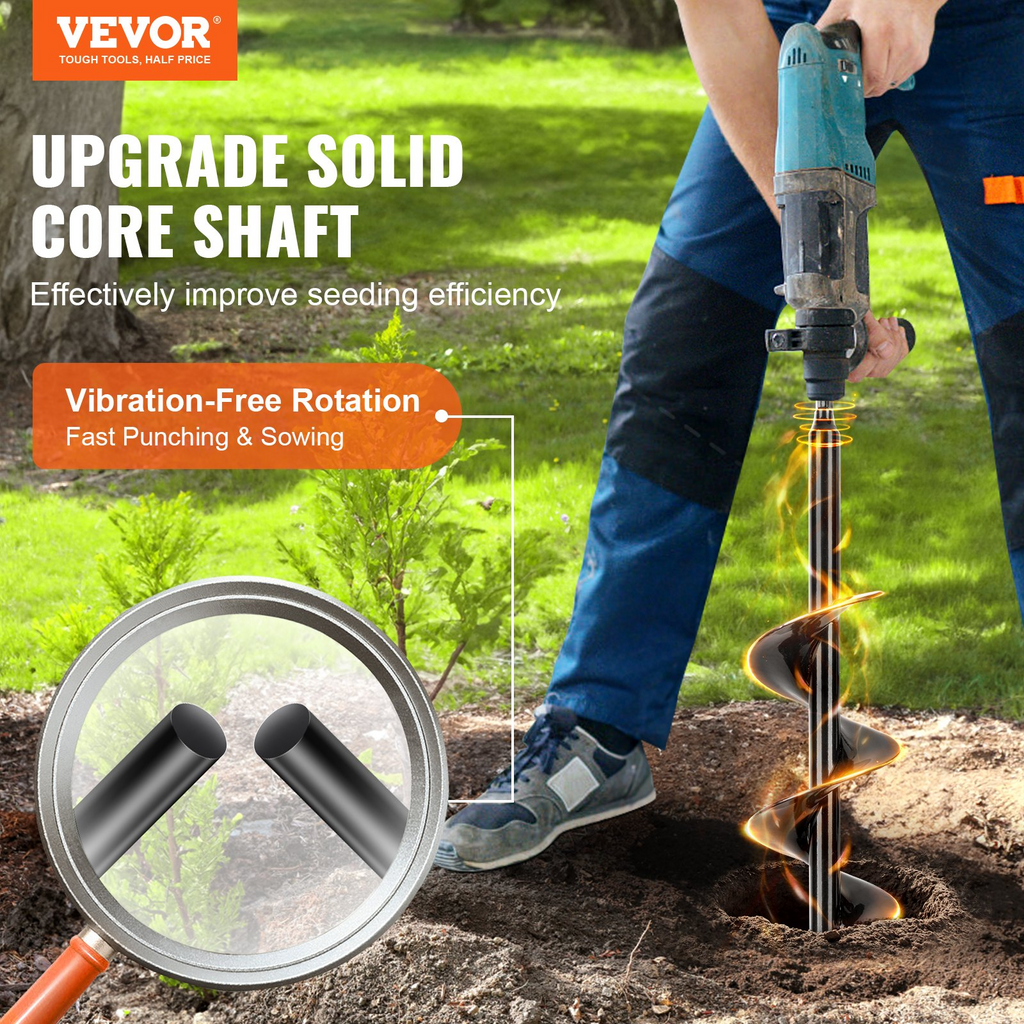 VEVOR Juego de 4 brocas para taladro de barrena para plantar punta hexagonal de 3/8"