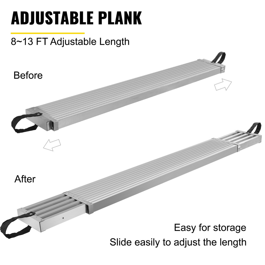 Tablón de trabajo de aluminio VEVOR de 8 a 13 pies con capacidad de 440 libras ancho de 12,5 pulgadas