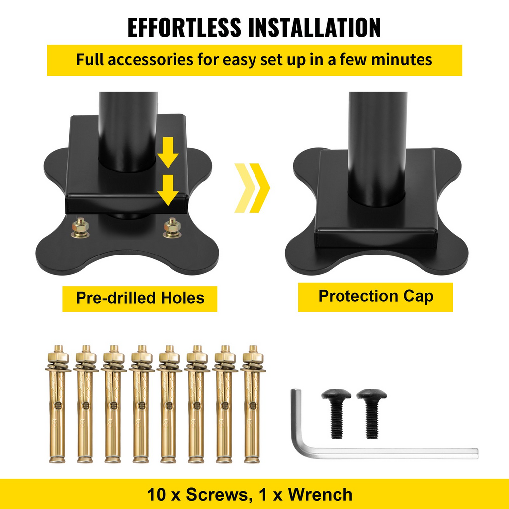 Kit de barandilla de escalera para exteriores VEVOR pasamanos de 4 pies para 1 a 4 escalones
