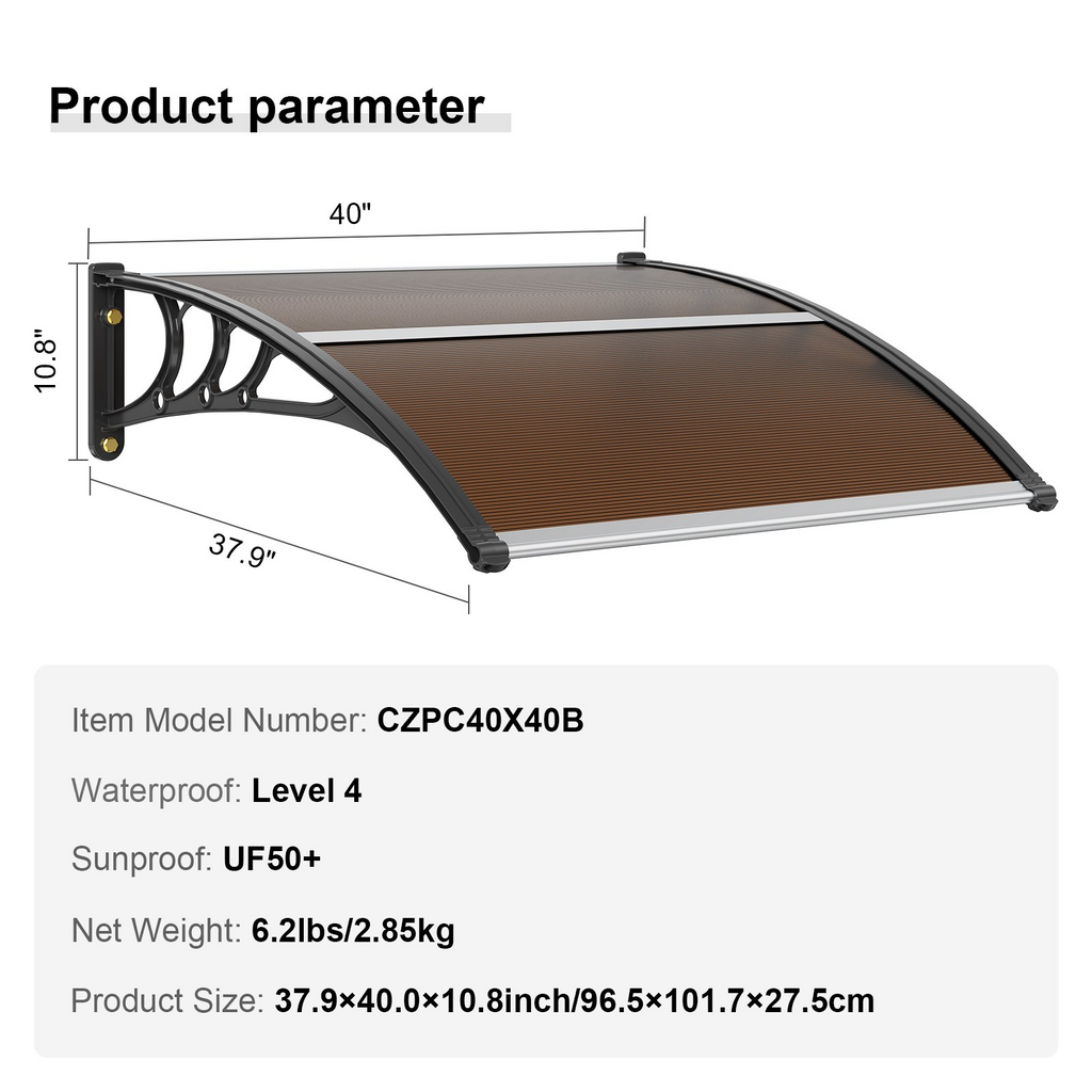 VEVOR Toldo para puerta de ventana de 40" x 40" UPF 50+ toldo para ventana exterior