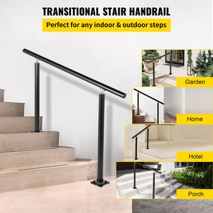 VEVOR Outdoor Stair Railing Kit, 3 FT Handrails 1-3 Steps, Adjustable Angle Black Aluminum Stair Hand Rail for The Elderly, Handrails for Outdoor Steps