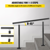 VEVOR Outdoor Stair Railing Kit, 3 FT Handrails 1-3 Steps, Adjustable Angle Black Aluminum Stair Hand Rail for The Elderly, Handrails for Outdoor Steps