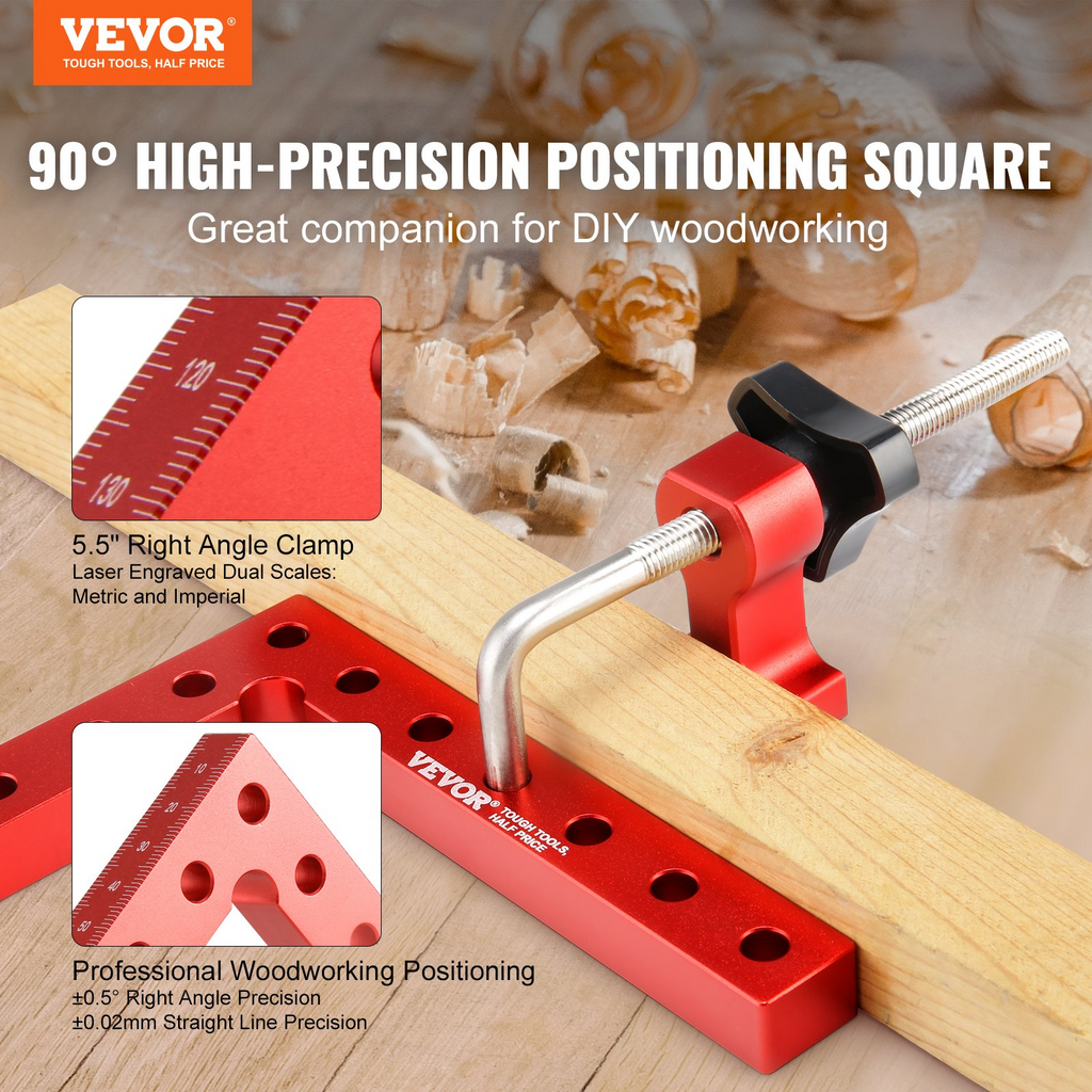 VEVOR - Escuadras de posicionamiento de 90 grados abrazaderas de ángulo recto de 5,5" x 5,5" para carpintería