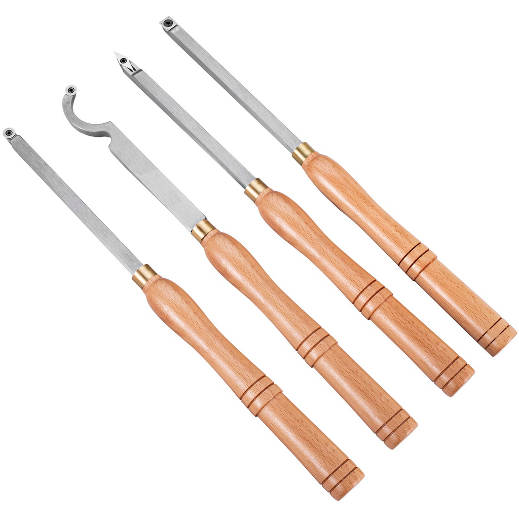 VEVOR - Juego de 4 herramientas de torneado de madera para torno con forma de diamante cortadores redondos y cuadrados