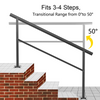 Pasamanos para escaleras de exterior VEVOR de 47,6 x 35,2 pulgadas ajustable de 0 a 30 grados negro para escaleras de 3 a 4 escalones