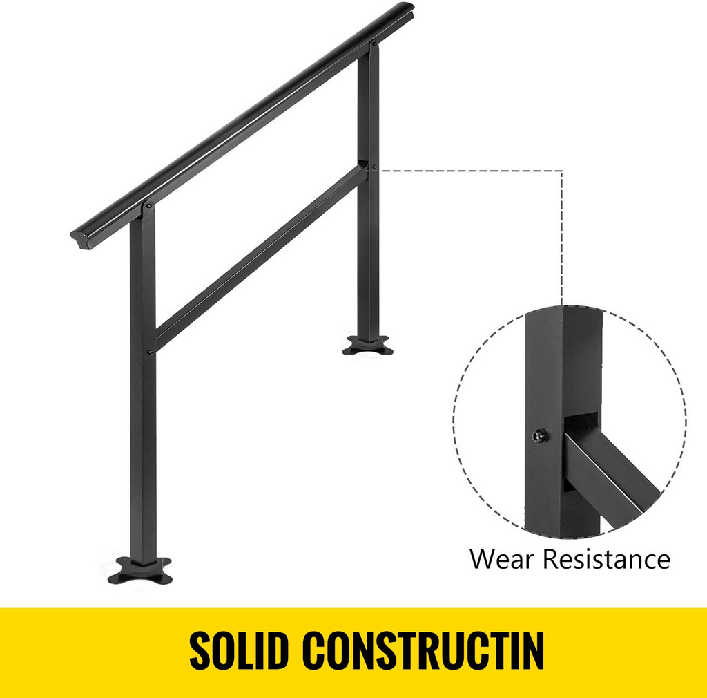 Pasamanos para escaleras de exterior VEVOR de 47,6 x 35,2 pulgadas ajustable de 0 a 30 grados negro para escaleras de 3 a 4 escalones