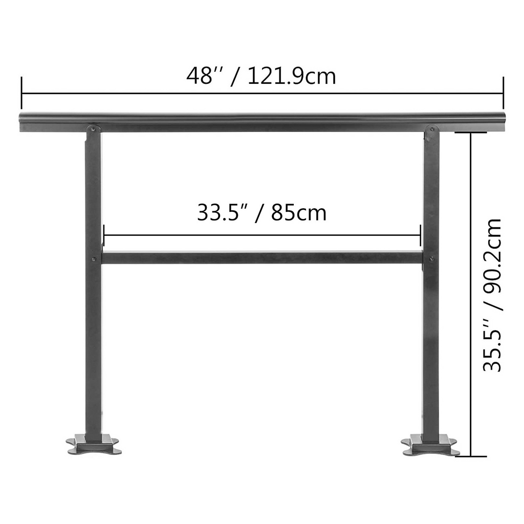 Pasamanos para escaleras de exterior VEVOR de 47,6 x 35,2 pulgadas ajustable de 0 a 30 grados negro para escaleras de 3 a 4 escalones