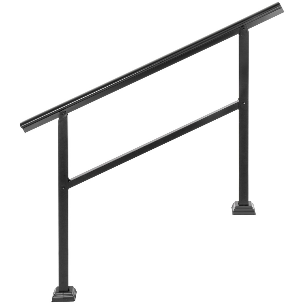 Pasamanos para escaleras de exterior VEVOR de 47,6 x 35,2 pulgadas ajustable de 0 a 30 grados negro para escaleras de 3 a 4 escalones