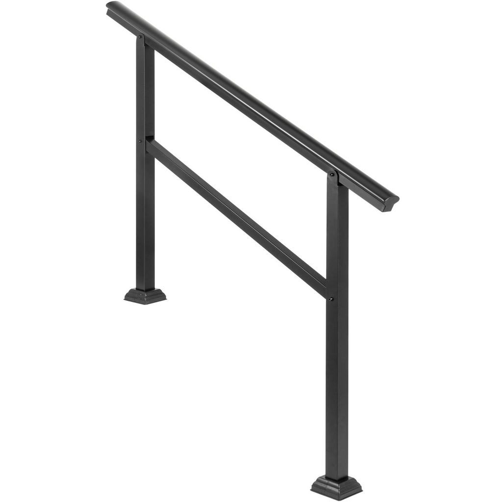 Pasamanos para escaleras de exterior VEVOR de 47,6 x 35,2 pulgadas ajustable de 0 a 30 grados negro para escaleras de 3 a 4 escalones