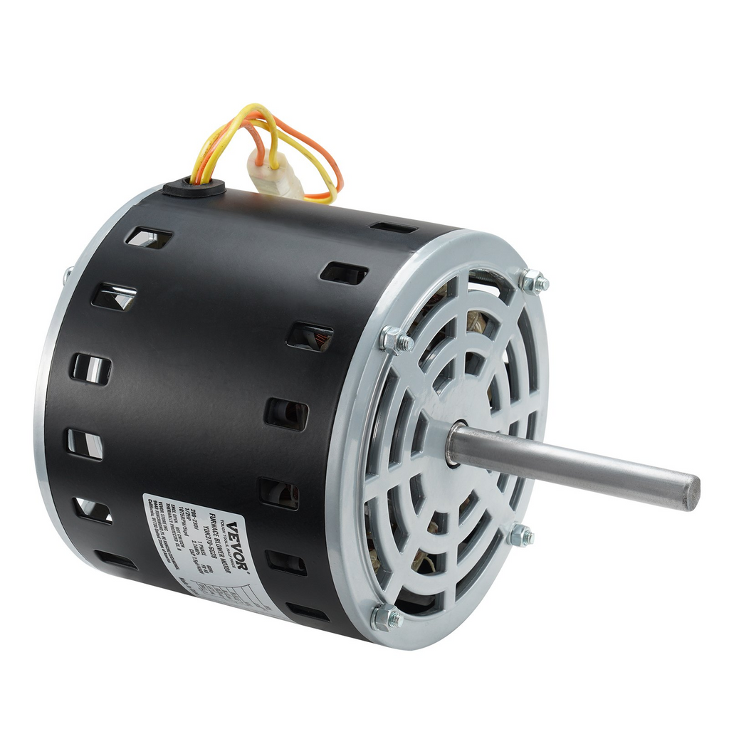 Motor de soplador de horno VEVOR de 1/2 HP 208/230 V 2,7 A 1075 RPM 5 velocidades rotación CW/CCW marco de 48 longitud de eje de 3,4" condensador de 7,5 μF/450 V + aro de retención de 11"
