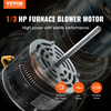 Motor de soplador de horno VEVOR de 1/3 HP 110/120 V 4,4 A 1075 RPM 4 velocidades rotación CW/CCW marco de 48 longitud de eje de 5,2" condensador de 5 μF/370 V