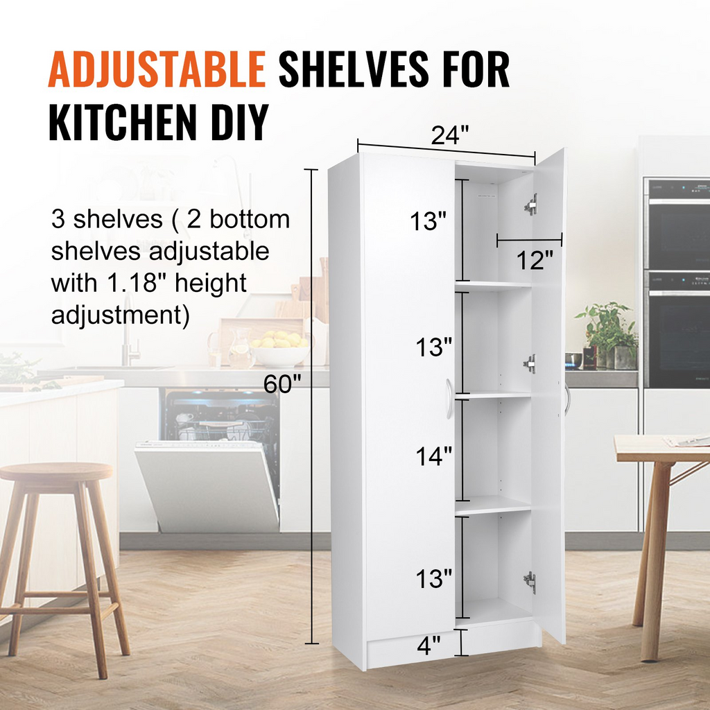 Despensa de cocina VEVOR de 60" de alto capacidad de carga de 110 lb