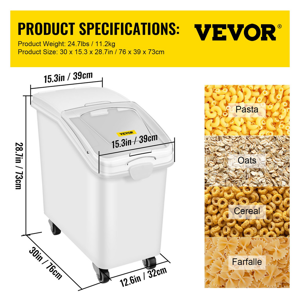 VEVOR Contenedor de almacenamiento de ingredientes de 27 galones
