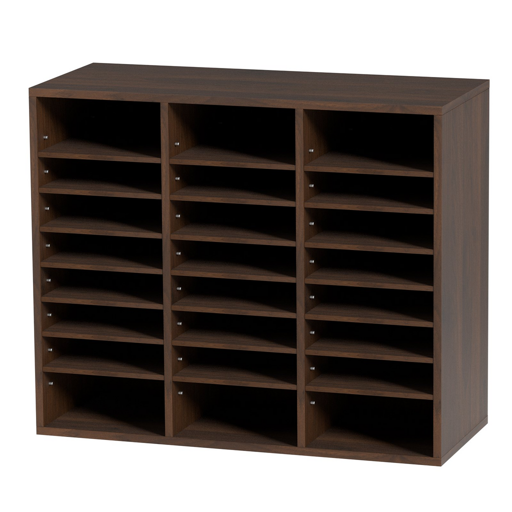 Organizadores de literatura VEVOR,  24 compartimentos con estantes ajustables, clasificador de literatura de madera de 29 x 12 x 24,4 pulgadas