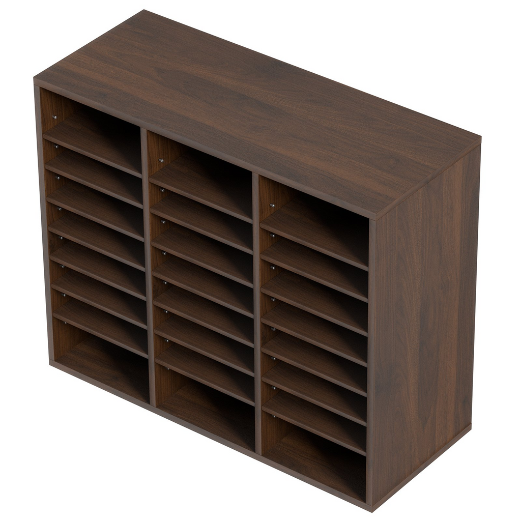 Organizadores de literatura VEVOR,  24 compartimentos con estantes ajustables, clasificador de literatura de madera de 29 x 12 x 24,4 pulgadas