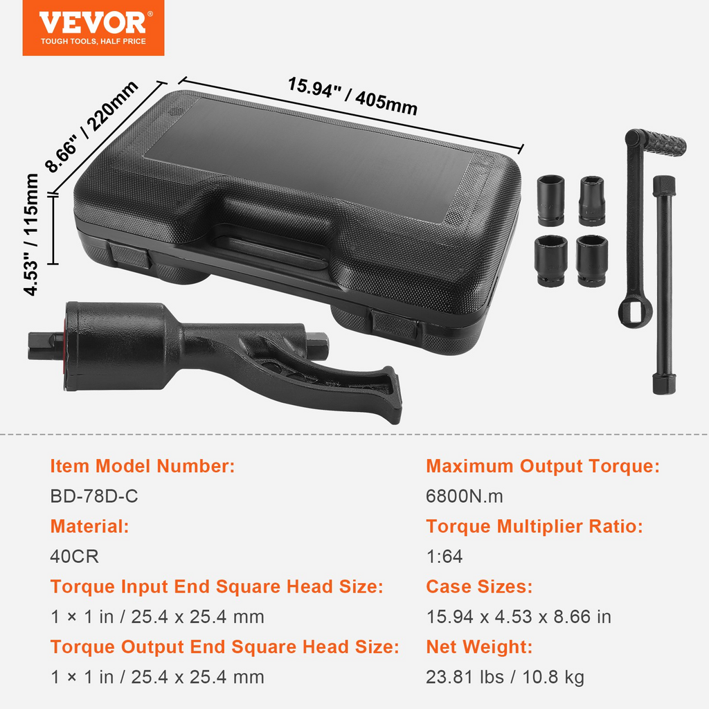 VEVOR - Multiplicador de torsión llave para tuercas de seguridad con accionamiento de 1 pulgada