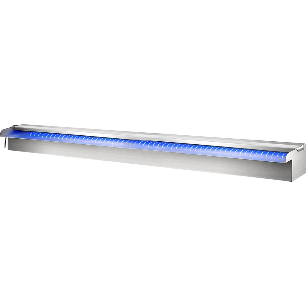 Fuente de piscina VEVOR de 120 x 11,4 x 7,9 cm de acero inoxidable con tira de luces LED