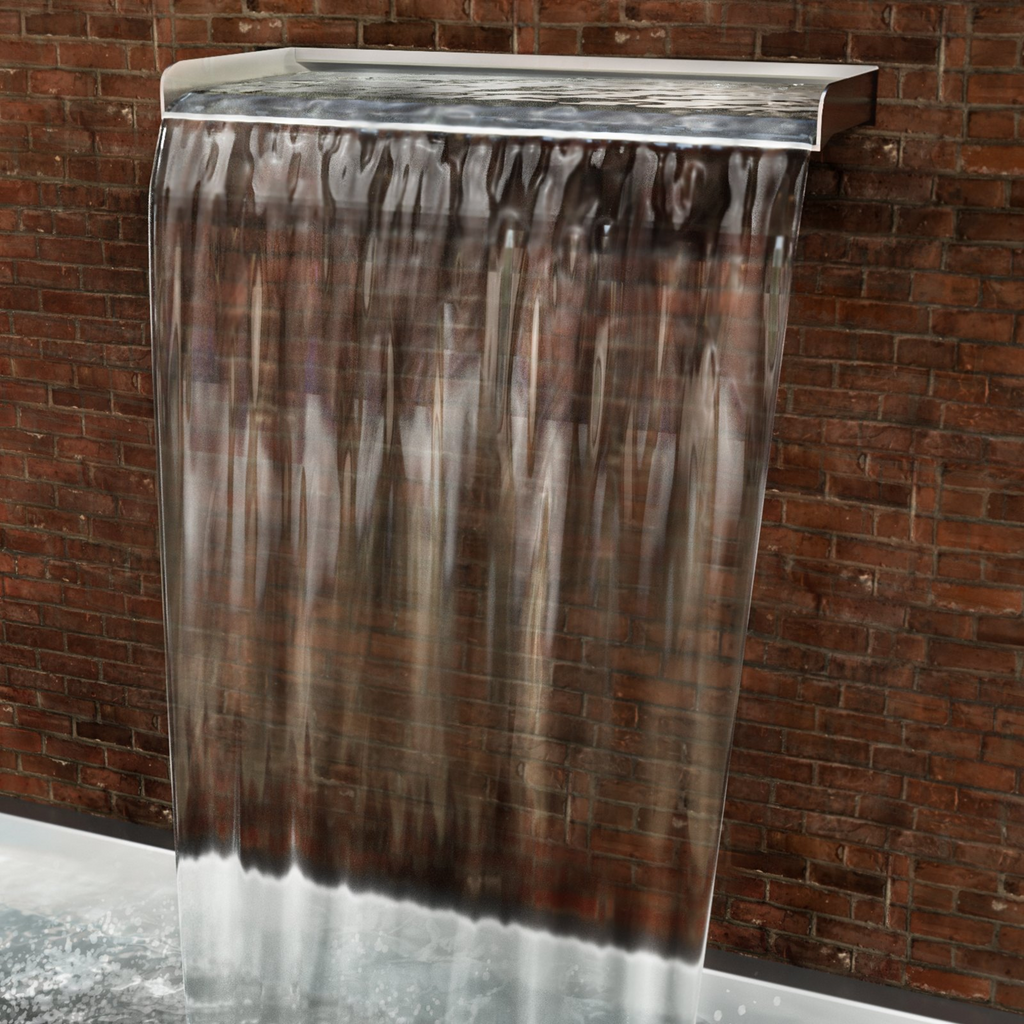 Fuente de piscina VEVOR de acero inoxidable con cascada y conector de tubería rectangular para jardín y exterior (11,8")