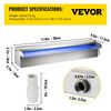 Fuente de piscina VEVOR de acero inoxidable con cascada de 30 x 11,4 x 7,9 cm (ancho x profundidad x alto) con tira de luces LED