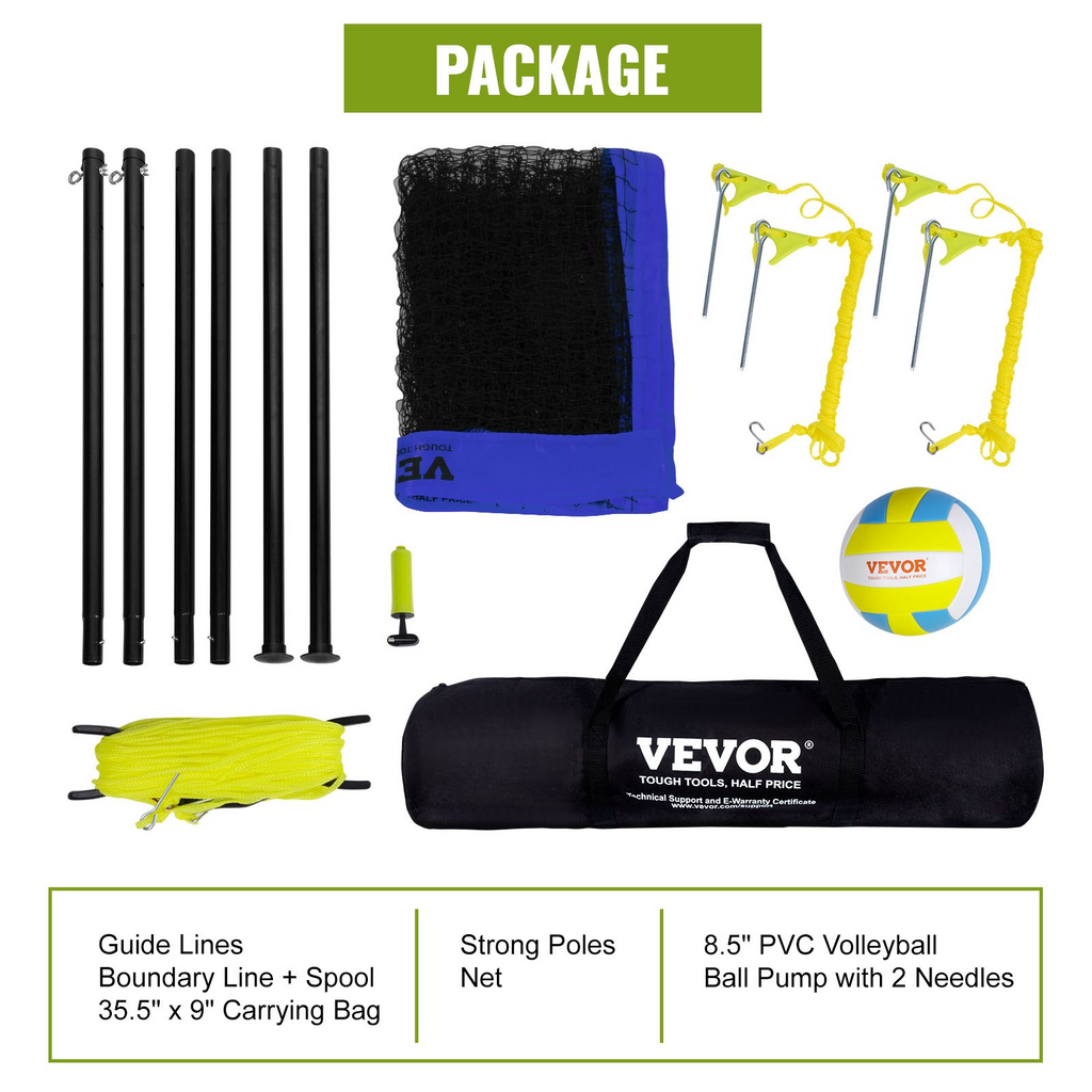 VEVOR Sistema de red de voleibol portátil para exteriores