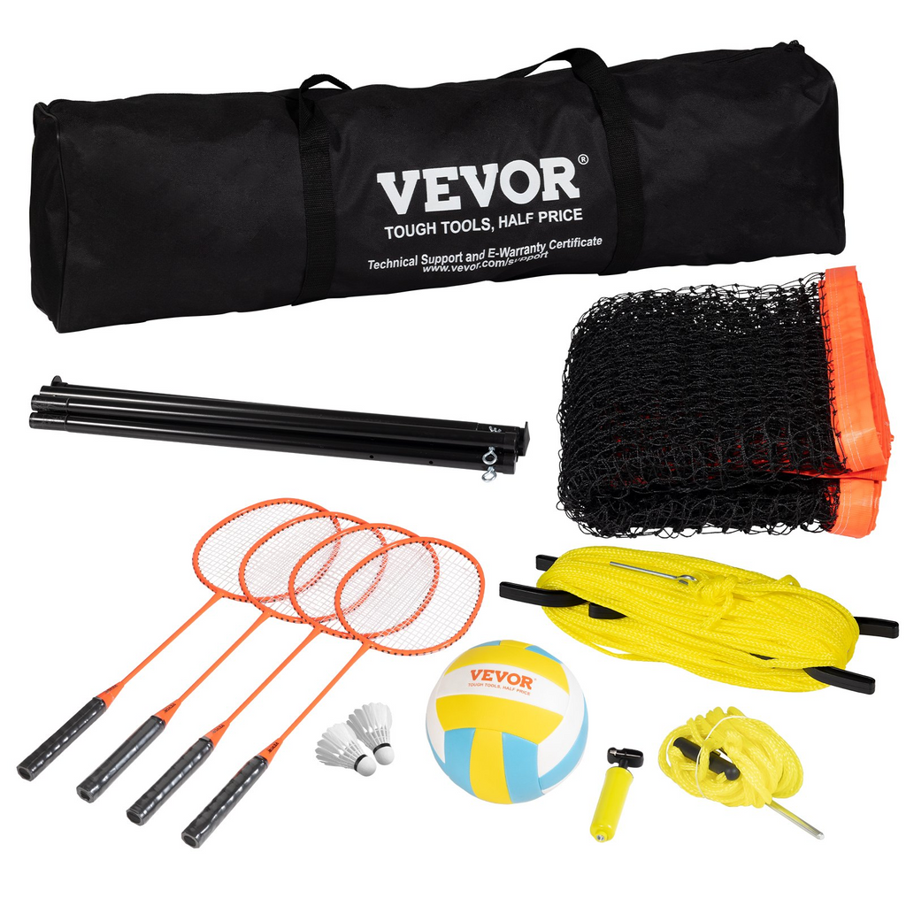 VEVOR Juego de voleibol y bádminton portátil para exteriores