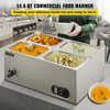 Calentador de alimentos comercial VEVOR de 110 V 4 bandejas de acero inoxidable de 1/4 GN capacidad de 14,8 cuartos de galón mesa de vapor de 1500 W 15 cm/6 pulgadas de profundidad