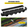 Sistema de drenaje de zanja VEVOR HDPE 5,8 x 5,2 x 39,4" con rejilla de plástico 3 x 39 con 3 tapas de extremo
