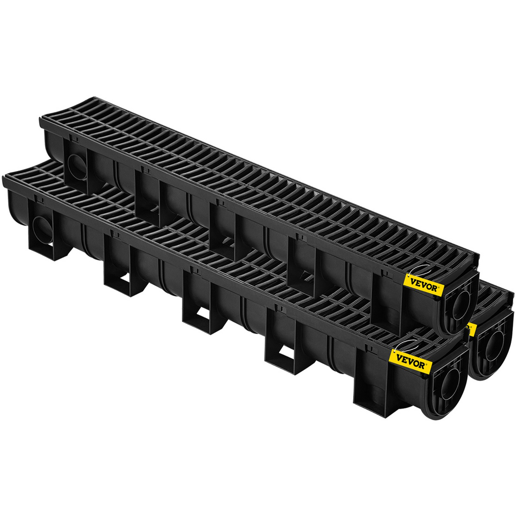 Sistema de drenaje de zanja VEVOR HDPE 5,8 x 5,2 x 39,4" con rejilla de plástico 3 x 39 con 3 tapas de extremo