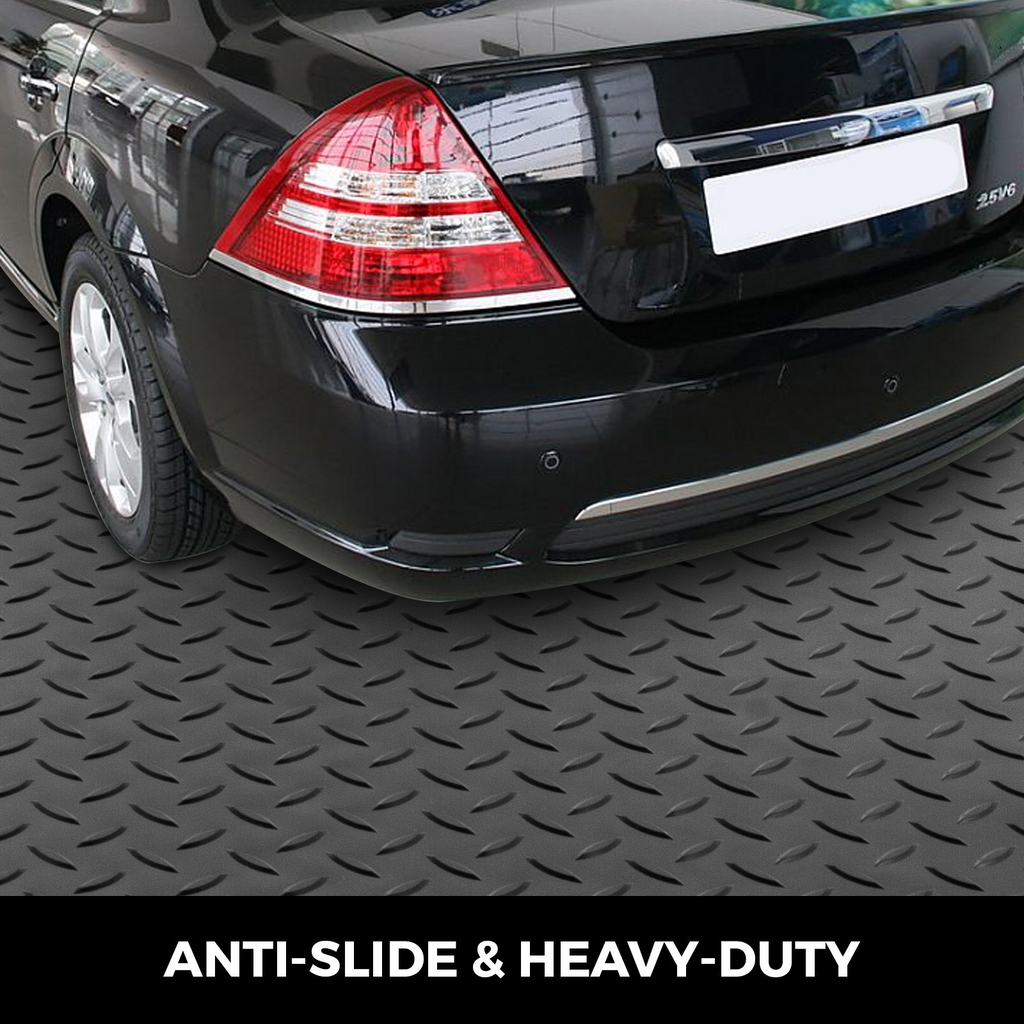 VEVOR Alfombrillas para garaje 2 rollos 17 x 3,6 pies 2,5 mm de grosor color negro de PVC para debajo del coche