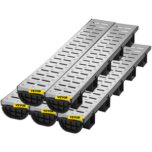 Sistema de drenaje de zanja VEVOR zanja de drenaje de HDPE de 5,7 x 3,1 pulgadas rejilla de drenaje de zanja de 5 x 39