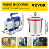 Bomba de vacío VEVOR de 3.6 CFM y 1/4 HP + cámara de vacío de 3 galones acero inoxidable JH2