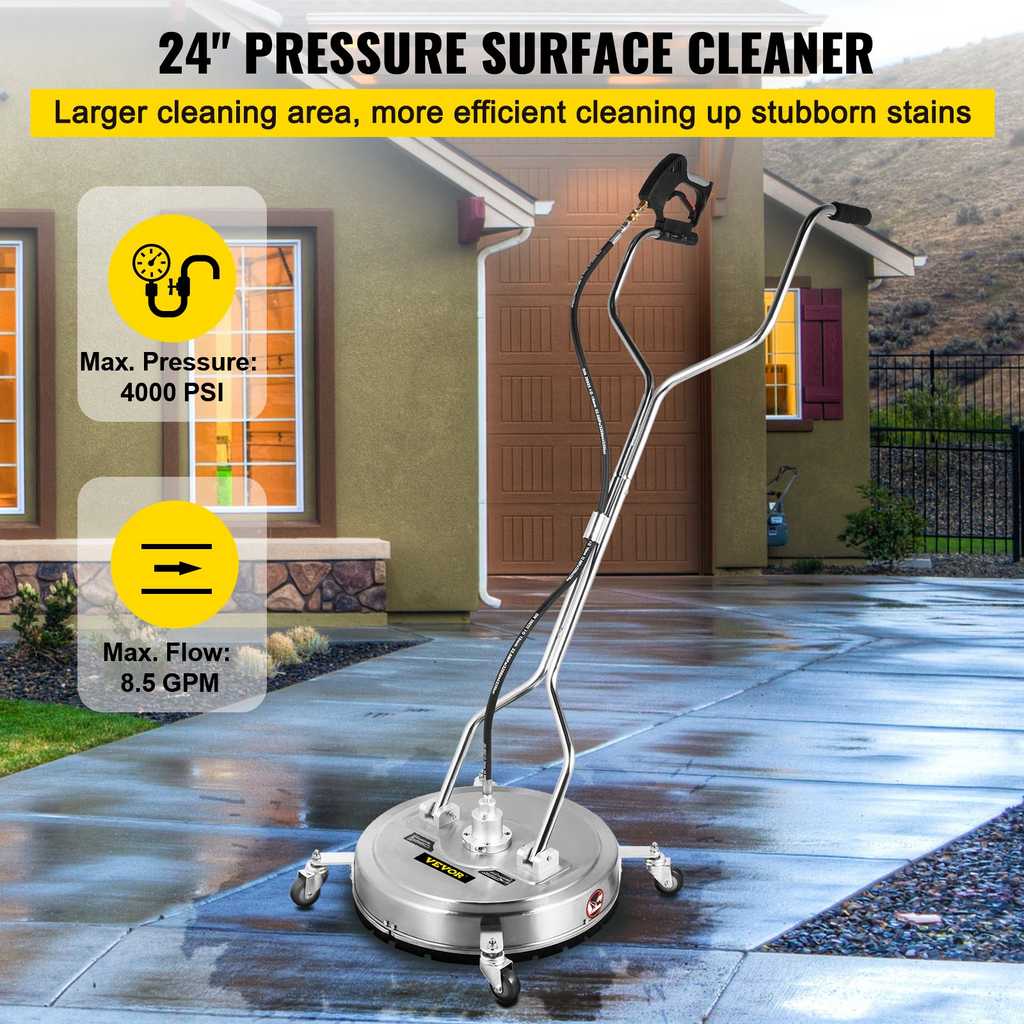 Limpiador de superficies planas VEVOR Hidrolavadora de superficies 24'' Máx. 4000 PSI Mango doble