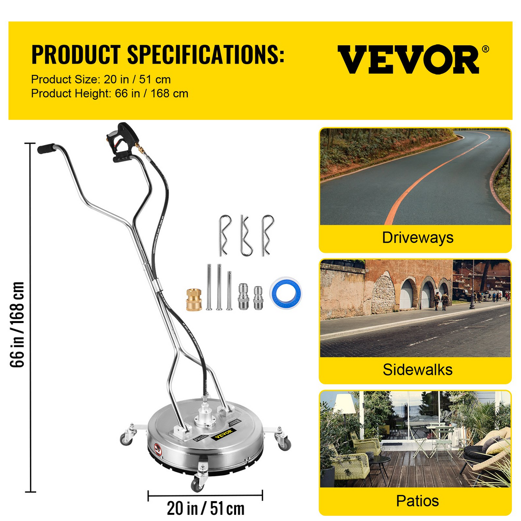 Limpiador de superficies con hidrolavadora VEVOR 20'' presión máxima de 4000 PSI