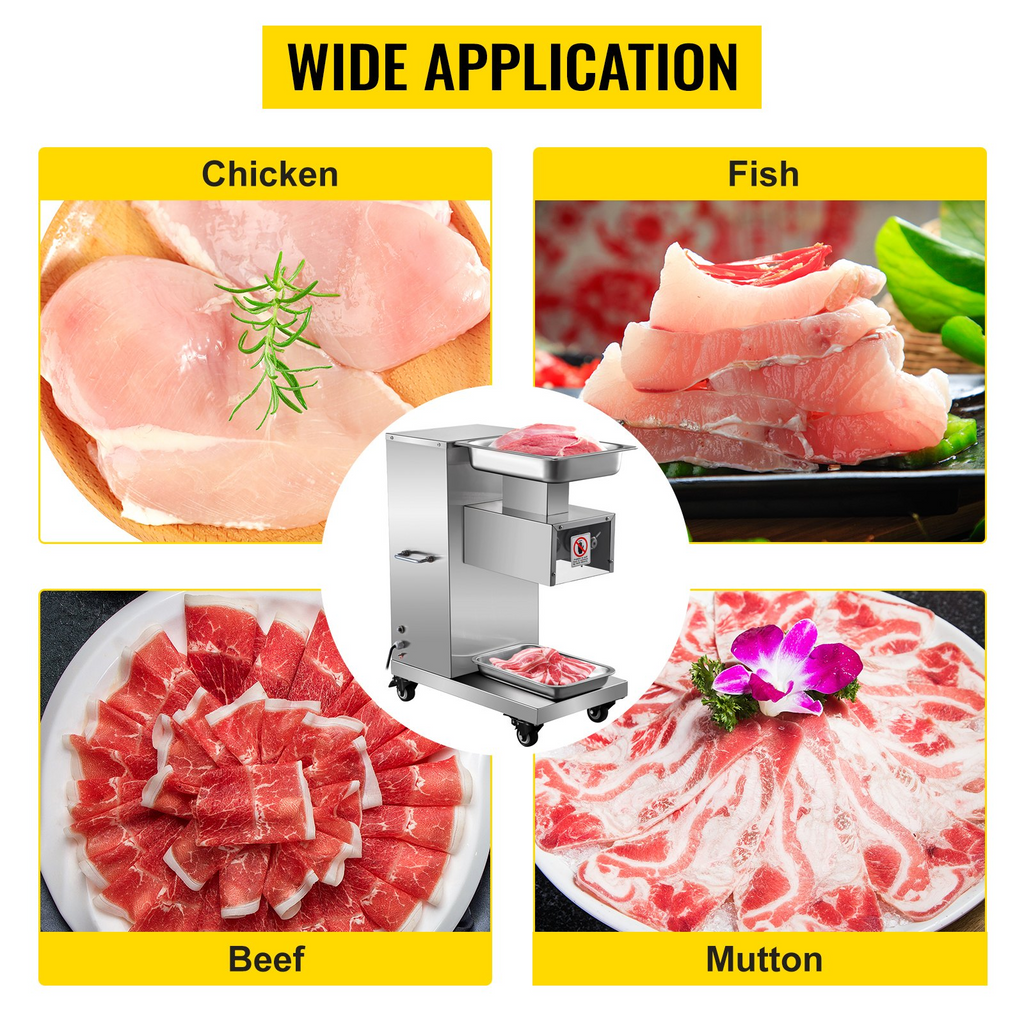 VEVOR - Cortadora de carne comercial de 110 V 1100 lb/h 750 W cuchilla de 3 mm