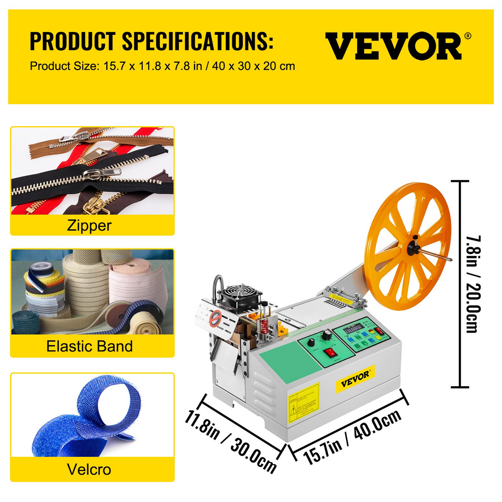 VEVOR Máquina cortadora automática de cintas en caliente y en frío 440 W 350 °C  100 mm