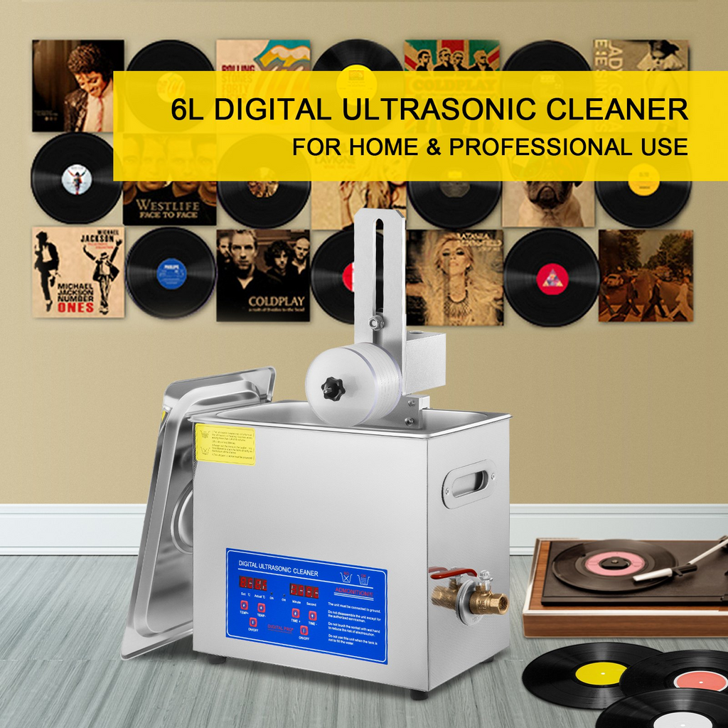 Limpiador ultrasónico VEVOR de 6 l limpiador ultrasónico de vinilo de 7 a 12 pulgadas de 8 discos 180 W