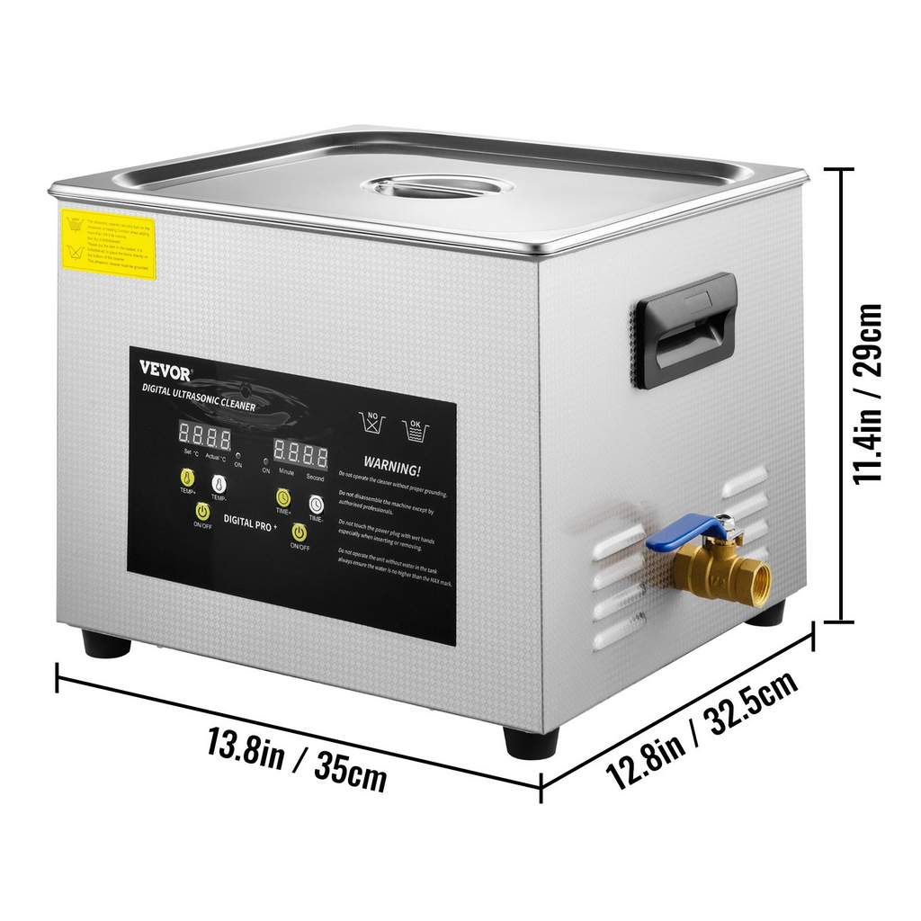 Limpiador ultrasónico mejorado VEVOR de 15 l (calentador de 600 W, ultrasónico de 360 W)