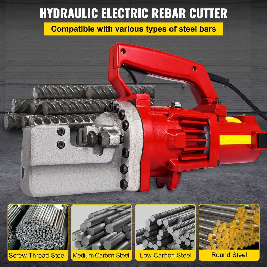 Cortadora de varillas de refuerzo hidráulica eléctrica VEVOR 1250 W portátil 110 V