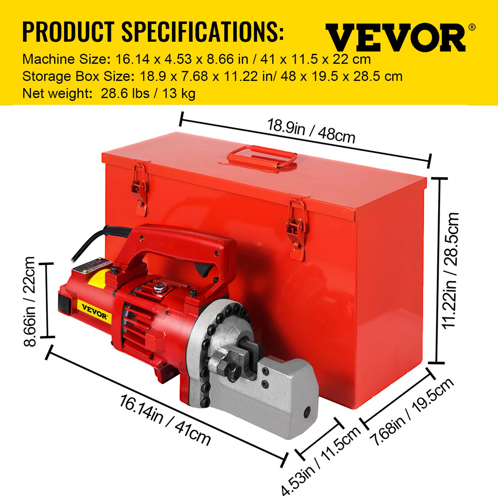 Cortadora de varillas de refuerzo hidráulica eléctrica VEVOR 1250 W portátil 110 V