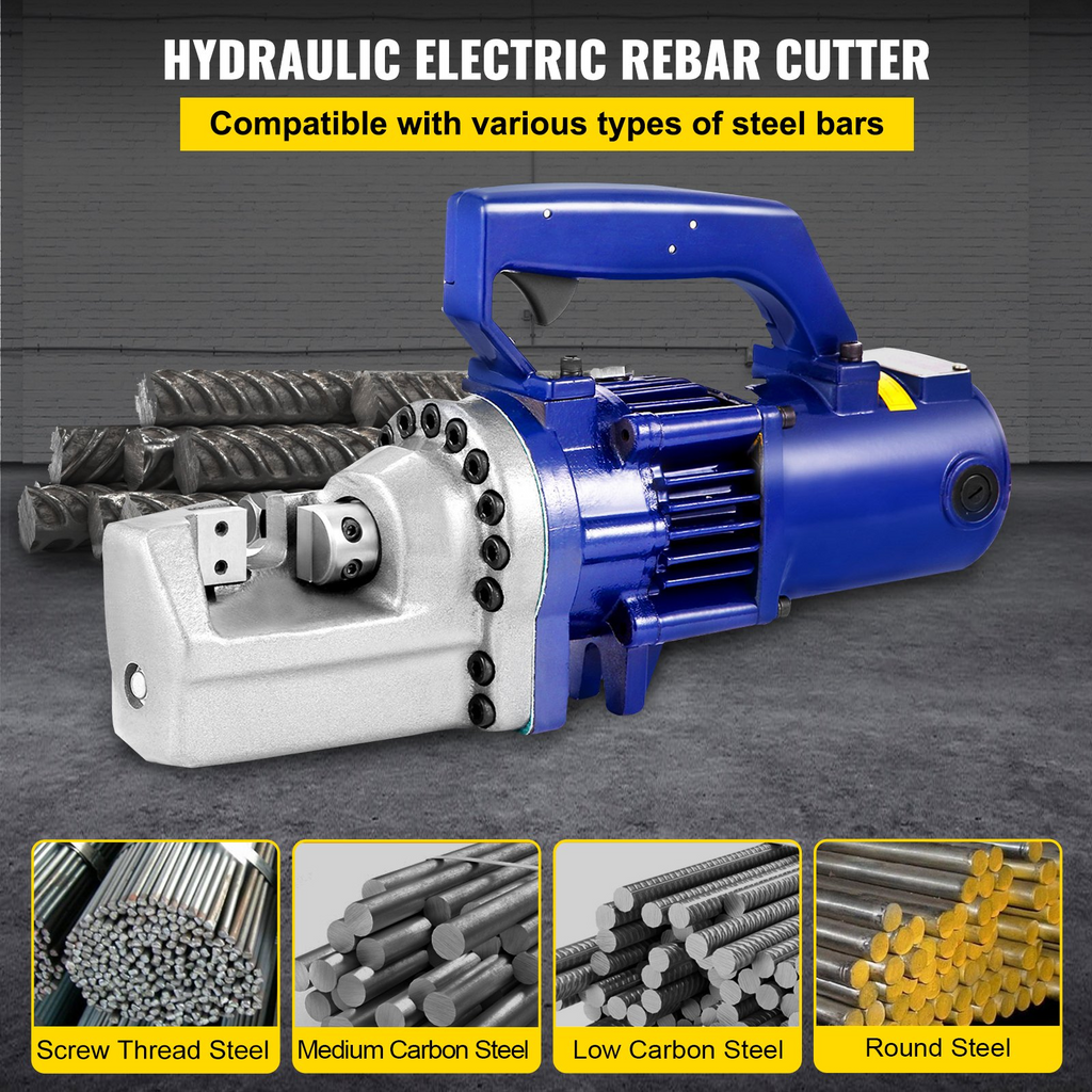 Cortadora de varillas de refuerzo VEVOR de 1350 W y 110 V con cuchillas de mandíbula que corta varillas de refuerzo de 7/8 pulgadas y 22 mm en 4,5 segundos