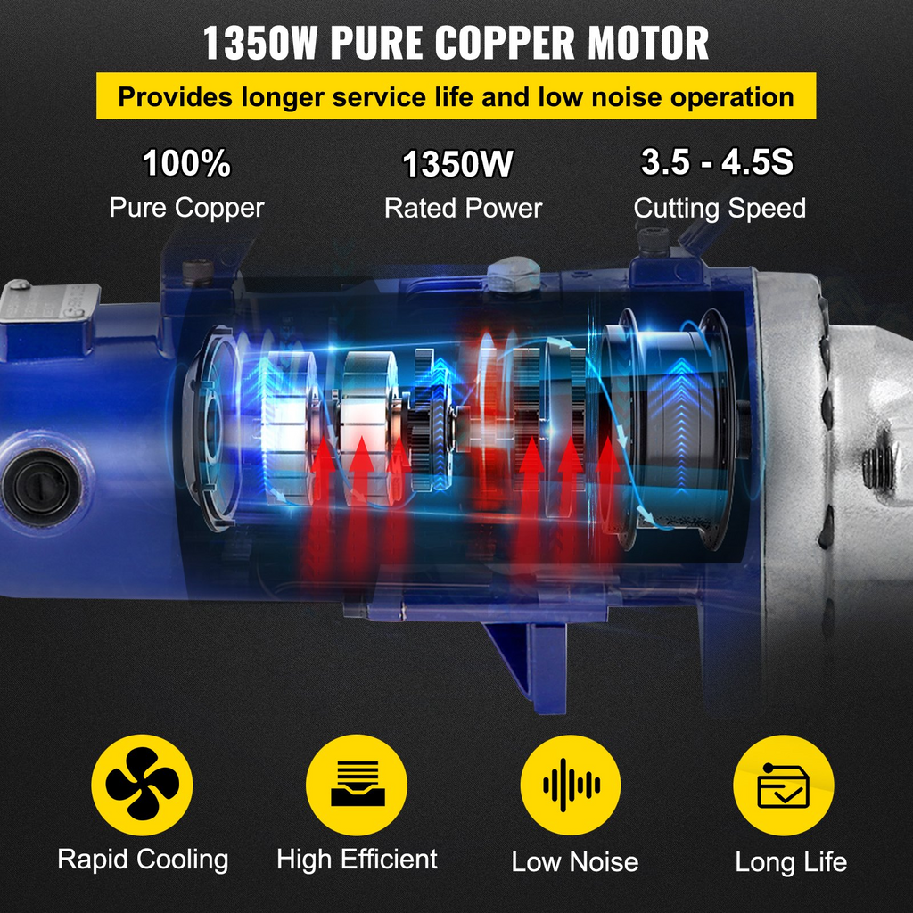 Cortadora de varillas de refuerzo VEVOR de 1350 W y 110 V con cuchillas de mandíbula que corta varillas de refuerzo de 7/8 pulgadas y 22 mm en 4,5 segundos