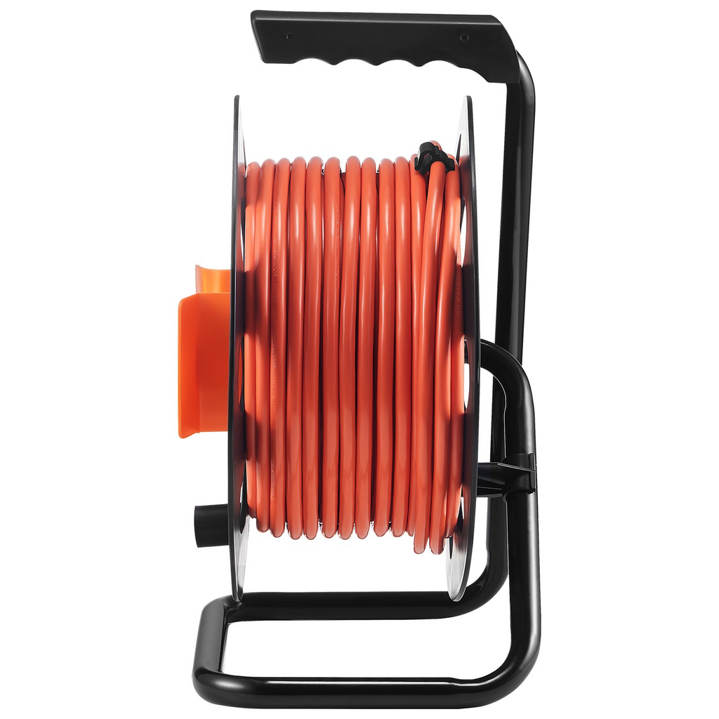 VEVOR - Carrete de cable de extensión de 100 pies con 4 tomas de corriente y cubierta antipolvo