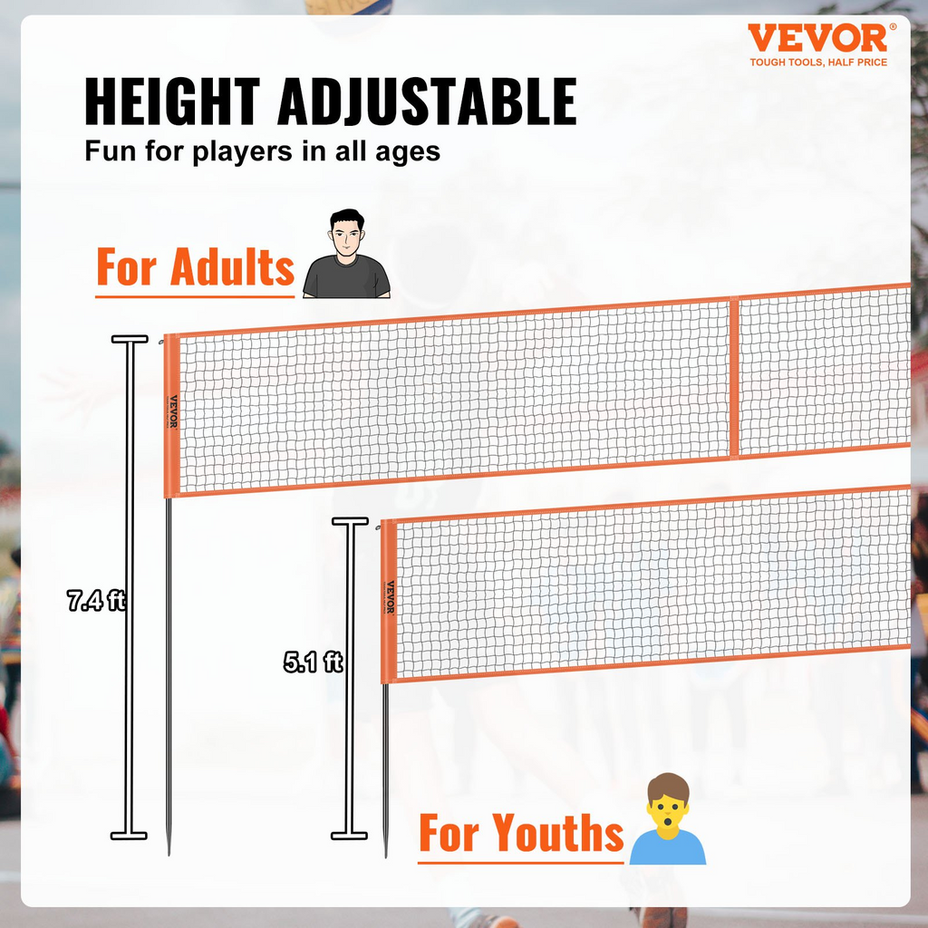 Red de voleibol de 4 vías VEVOR altura ajustable