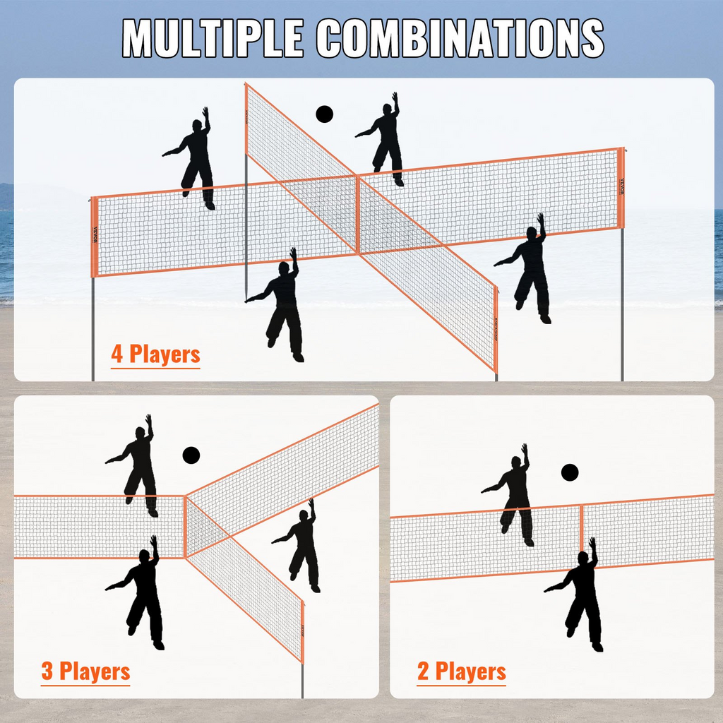 Red de voleibol de 4 vías VEVOR altura ajustable