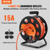 VEVOR - Carrete de cable de extensión de 100 pies con 4 tomas de corriente y cubierta antipolvo cable de alimentación SJTOW de 12 AWG