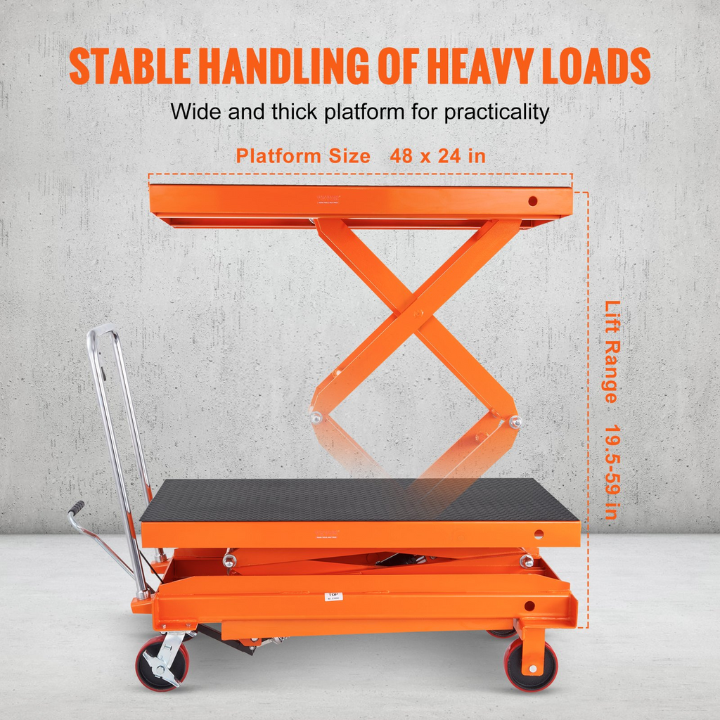 Mesa elevadora hidráulica VEVOR capacidad de 1760 lb altura de elevación de 59"