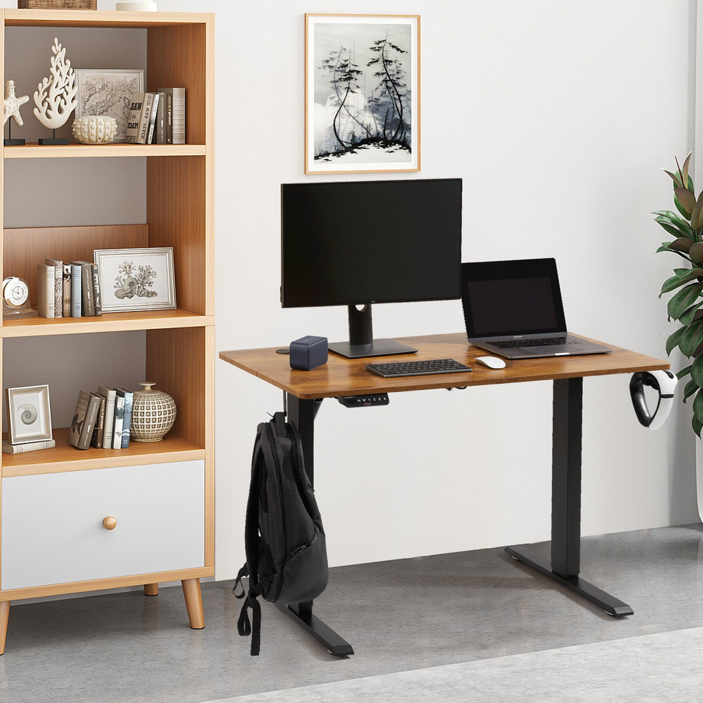 Escritorio de altura ajustable VEVOR, 1,2 m x 0,6 m, escritorio eléctrico de pie con 3 modos de teclas, tablero de escritorio de una sola pieza.