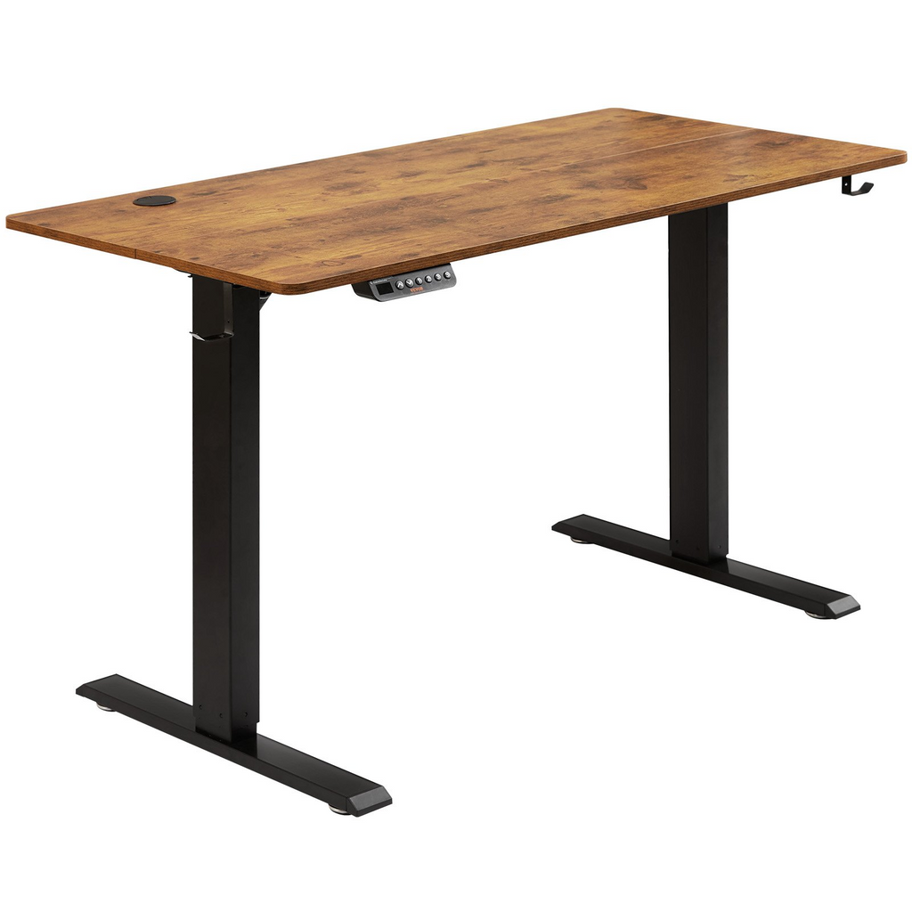 Escritorio de altura ajustable VEVOR, 1,2 m x 0,6 m, escritorio eléctrico de pie con 3 modos de teclas, tablero de escritorio de una sola pieza.
